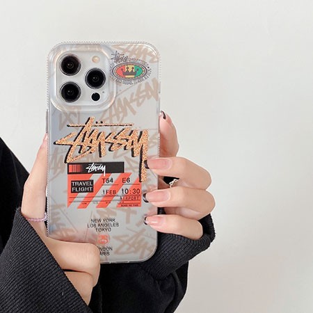 ハイブランド カバー アイフォーン14promax ステューシー stussy 