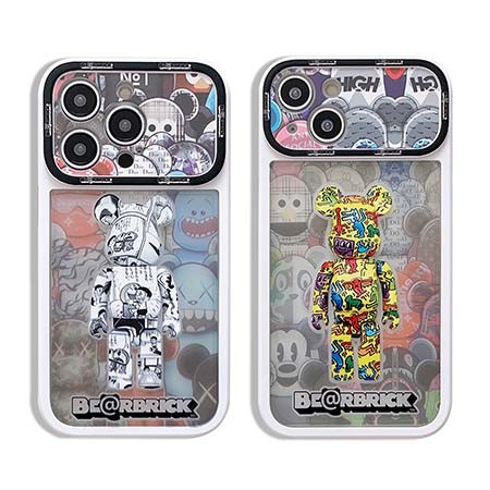 ブランド カバー アイフォン 14plus bearbrick風  財布付き